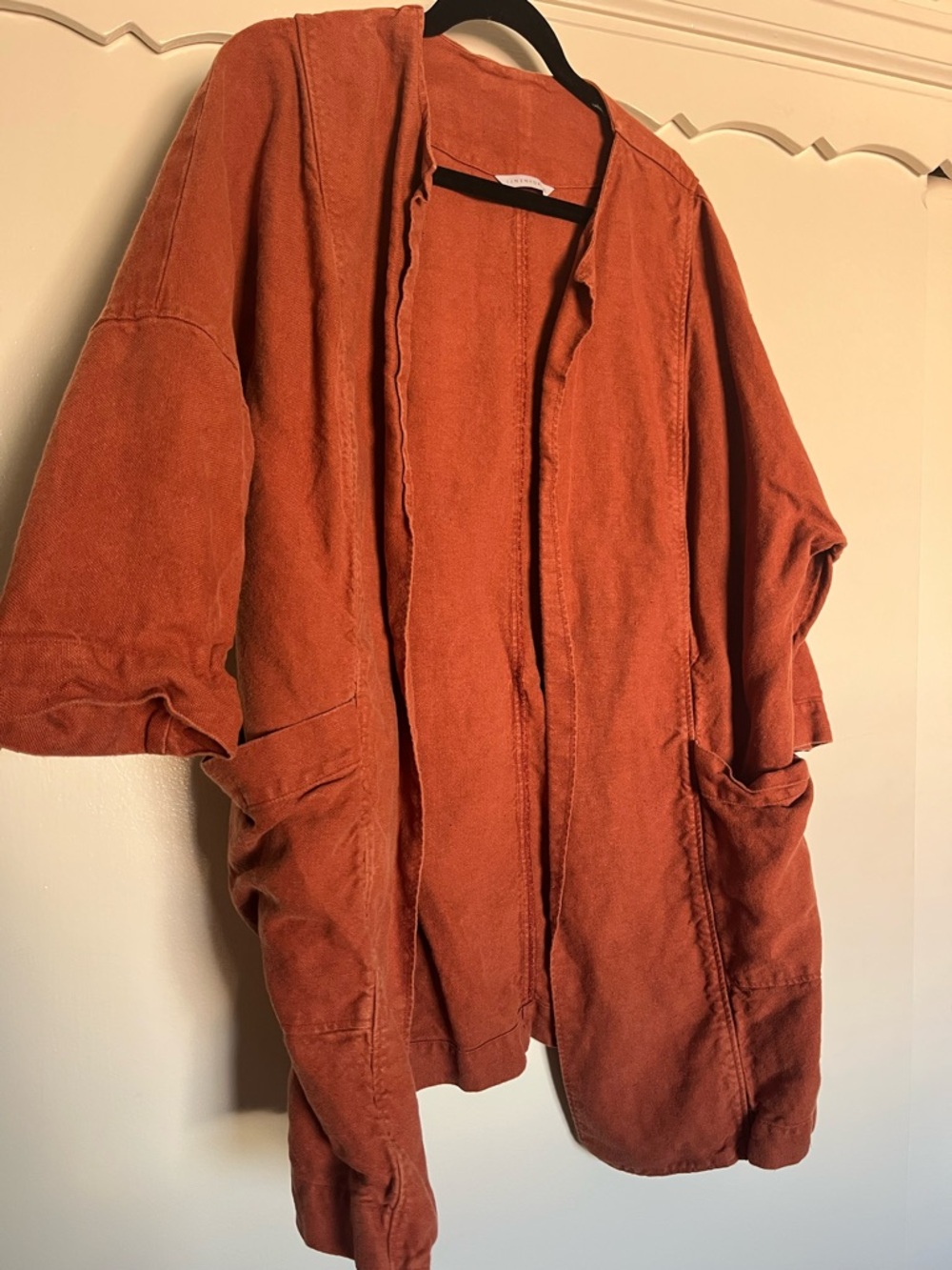 Linenfox Open-Front Shirt Jacket in Rust